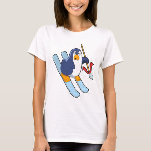Pinguin als Skifahrer mit Ski T-Shirt