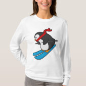 Pinguin als Skifahrer mit Ski T-Shirt (Vorderseite)