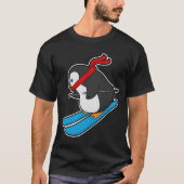 Pinguin als Skifahrer mit Ski T-Shirt (Vorderseite)