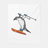 Pinguin als Skijumper mit Ski Fleecedecke (Vorderseite)