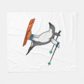 Pinguin als Skijumper mit Ski Fleecedecke (Vorderseite (Horizontal))