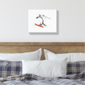 Pinguin als Skijumper mit Ski Leinwanddruck (Insitu (Schlafzimmer))