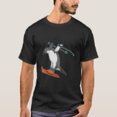 Pinguin als Skijumper mit Ski T-Shirt (Vorderseite)