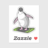 Pinguin als Snowboarder mit Snowboard Aufkleber (Blatt)