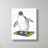 Pinguin als Snowboarder mit Snowboard Leinwanddruck (Vorderseite)