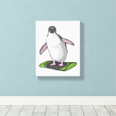 Pinguin als Snowboarder mit Snowboard Leinwanddruck (Insitu (Holzboden))