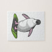 Pinguin als Snowboarder mit Snowboard Puzzle (Horizontal)