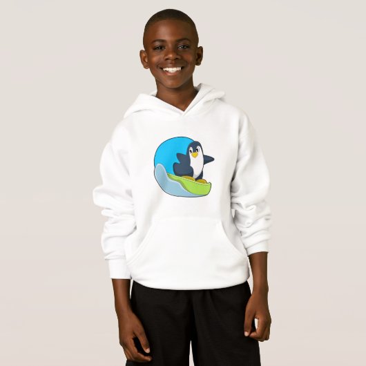 Pinguin als Snowboarder mit Sonowboard.PNG Hoodie (Vorne ganz)
