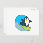 Pinguin als Snowboarder mit Sonowboard.PNG Postkarte (Vorne/Hinten)
