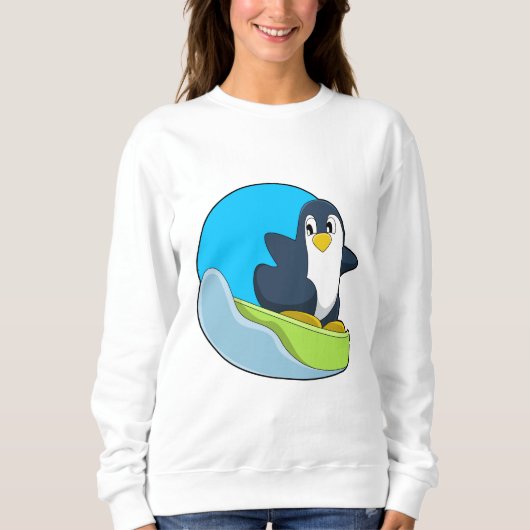 Pinguin als Snowboarder mit Sonowboard.PNG Sweatshirt (Vorderseite)