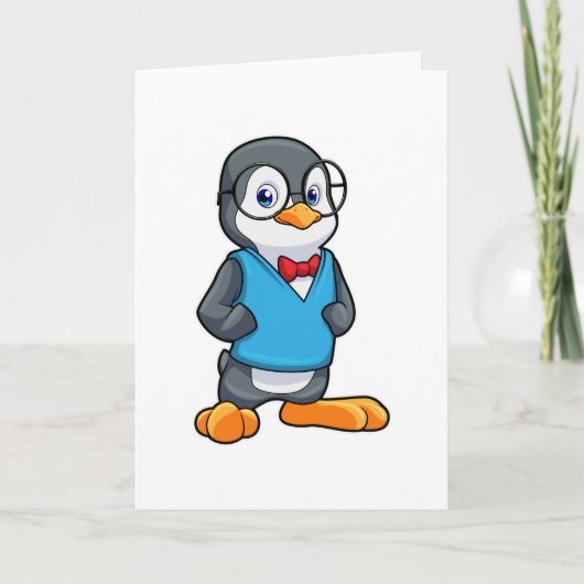 Pinguin als Streber mit Brille Karte (Vorderseite)