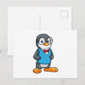 Pinguin als Streber mit Brille Postkarte (Vorne/Hinten)