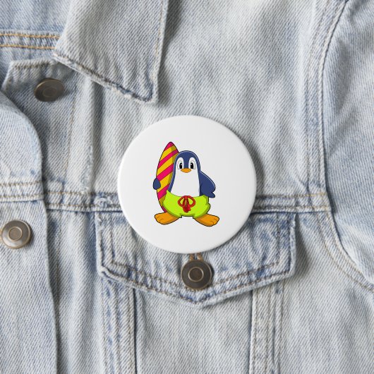 Pinguin als Surfer mit Surfbrett Button (Beispiel)