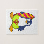 Pinguin als Surfer mit Surfbrett Puzzle (Horizontal)