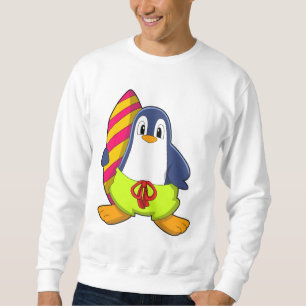 Pinguin als Surfer mit Surfbrett Sweatshirt