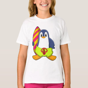 Pinguin als Surfer mit Surfbrett T-Shirt