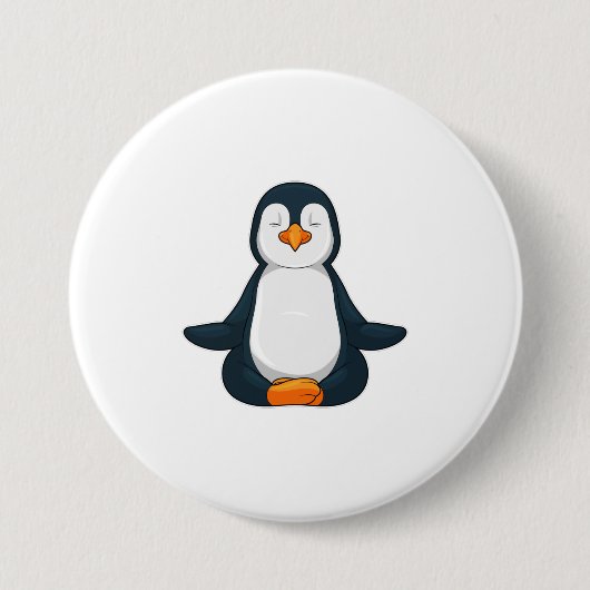 Pinguin an der Yoga-Fitness im Sitzen Button (Vorderseite)