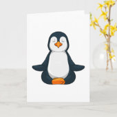 Pinguin an der Yoga-Fitness im Sitzen Karte (Gelbe Blume)