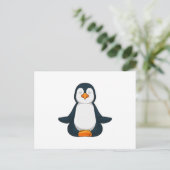 Pinguin an der Yoga-Fitness im Sitzen Postkarte (Stehend Vorderseite)