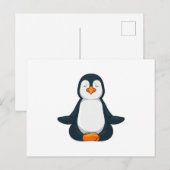 Pinguin an der Yoga-Fitness im Sitzen Postkarte (Vorne/Hinten)