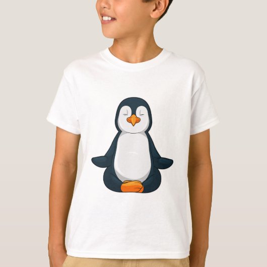 Pinguin an der Yoga-Fitness im Sitzen T-Shirt (Vorderseite)
