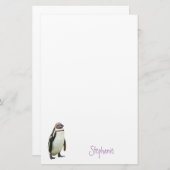 Pinguin Animal Personalisiert Name Stationery Briefpapier (Vorne/Hinten)