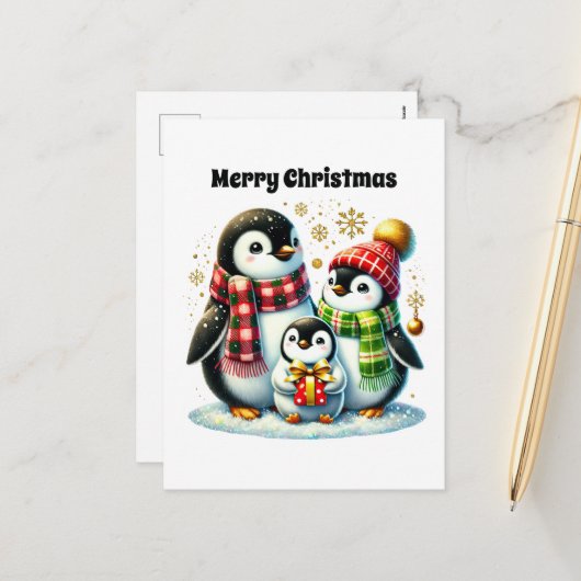 Pinguin anpassbar Frohe Weihnachten (Vorderseite/Rückseite Beispiel)