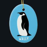 Pinguin Aqua CUSTOMIZE IT Keramik Ornament<br><div class="desc">KÜMMERN SIE! Füge deinen eigenen Text zu diesem süßen Ornament hinzu. Ändern Sie den Schriftart,  die Hintergrundfarbe oder die Farbe des Schriftartes. Karo in meinem Shop für weitere und passende Artikel wie Geschenkpackung,  Küchentücher,  Hemden,  Tasse und mehr!</div>