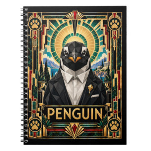 Pinguin, Art Deco Wildlife Notizblock