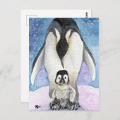 Pinguin Art New Geboren Postkarte (Vorne/Hinten)