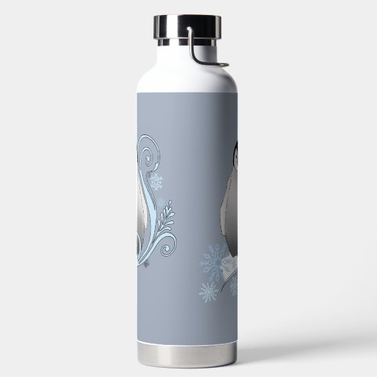 Pinguin Art Nouveau Schneeflocken. Trinkflasche (links)