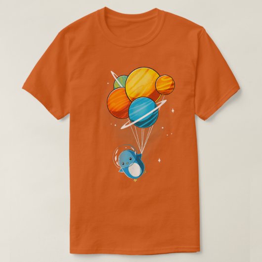 Pinguin Astronaut Pinguin im Weltraum T-Shirt (Design vorne)