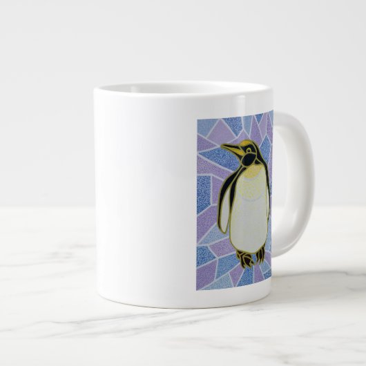 Pinguin auf Buntglas Jumbo-Tasse (Vorderseite Rechts)