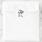 Pinguin auf Cricket mit Cricket-Fledermaus Runder Aufkleber (Tasche)