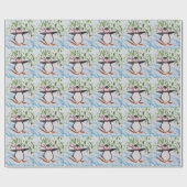 Pinguin auf der Skipiste Geschenkpapier (Flach)