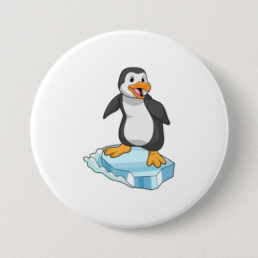 Pinguin auf Eisscholle Button (Vorderseite)