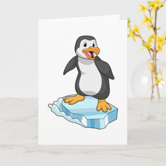 Pinguin auf Eisscholle Karte (Gelbe Blume)