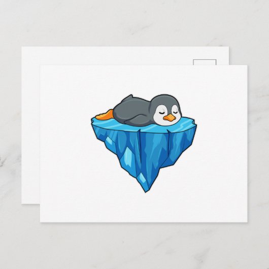Pinguin auf Eisscholle Postkarte (Vorne/Hinten)