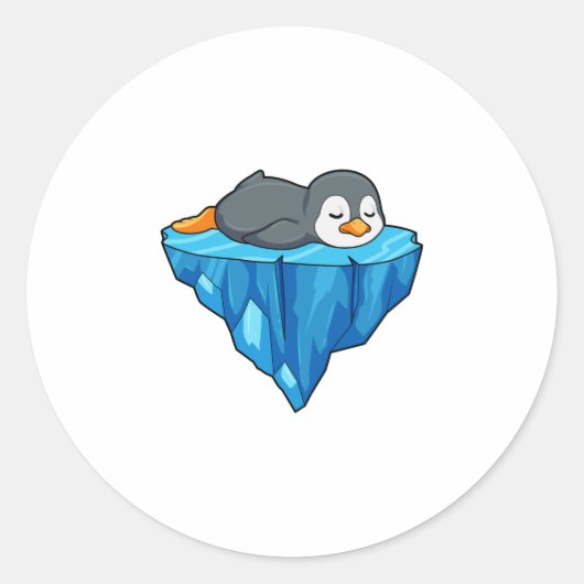 Pinguin auf Eisscholle Runder Aufkleber (Vorderseite)