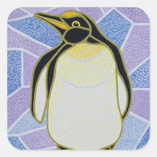 Pinguin auf festem Glas Quadratischer Aufkleber