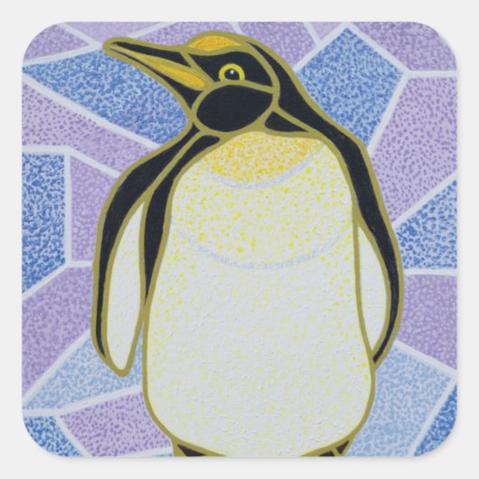 Pinguin auf festem Glas Quadratischer Aufkleber (Vorderseite)