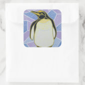 Pinguin auf festem Glas Quadratischer Aufkleber (Tasche)