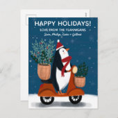 Pinguin auf Scooter Niedliche Weihnachten Custom (Vorne/Hinten)