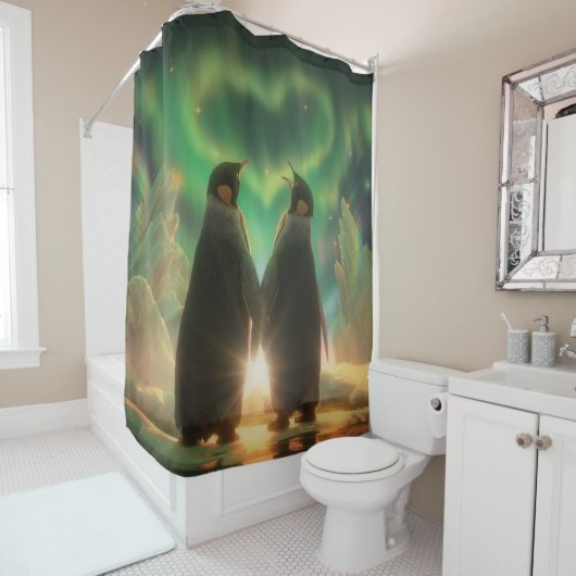 Pinguin-Aurora Duschvorhang (Beispiel)