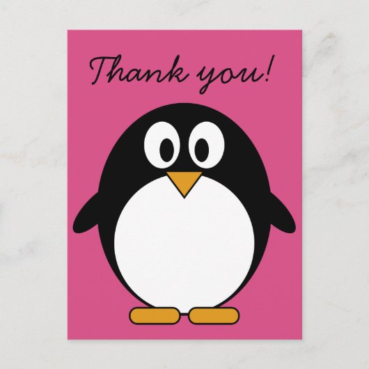 Pinguin aus niedlichem Cartoon mit rosa Hintergrun Postkarte (Vorderseite)