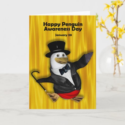 Pinguin Awareness Day Card ~ 20. Januar Karte (Gelbe Blume)