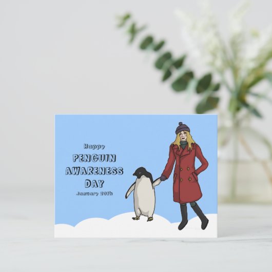Pinguin Awareness Day, Postcard Postkarte (Stehend Vorderseite)
