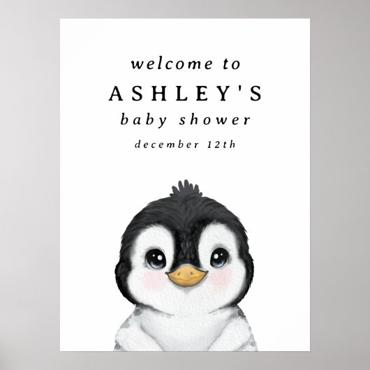 Pinguin Baby Dusche Begrüßungszeichen Poster (Vorne)