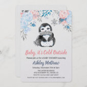 Pinguin Baby Dusche Blumenladen Einladung (Vorne/Hinten)