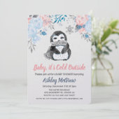 Pinguin Baby Dusche Blumenladen Einladung (Stehend Vorderseite)